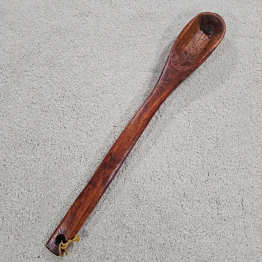 THICK VTG/Antique Hand Carved Wooden Spoon 18